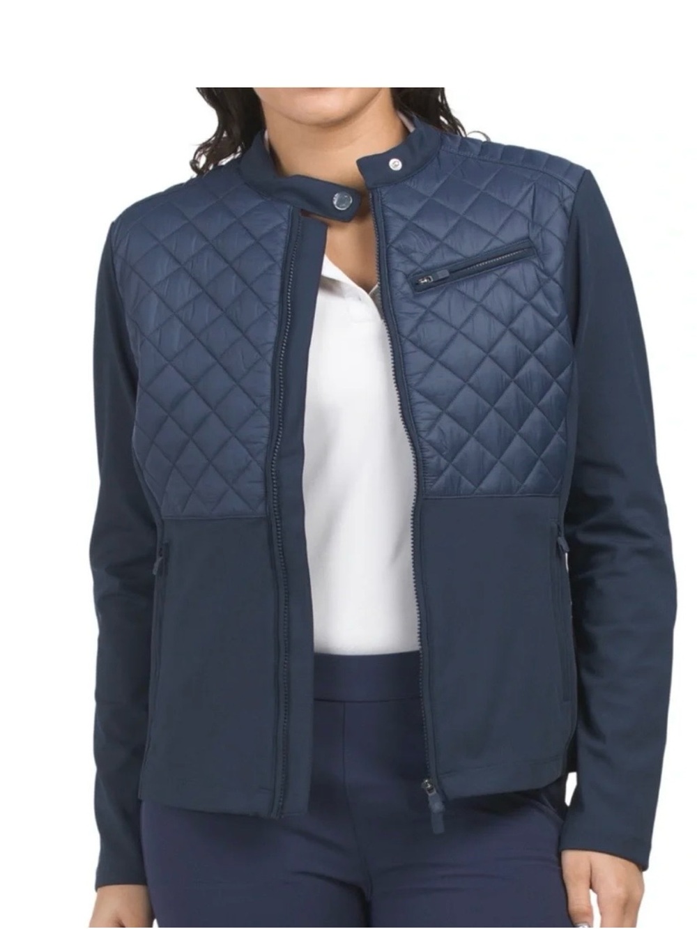 💙NEVER WORN💙G/FORE Navy Hybrid Moto Stretch Tech Quilted-Front Golf Jacket Sz XL
